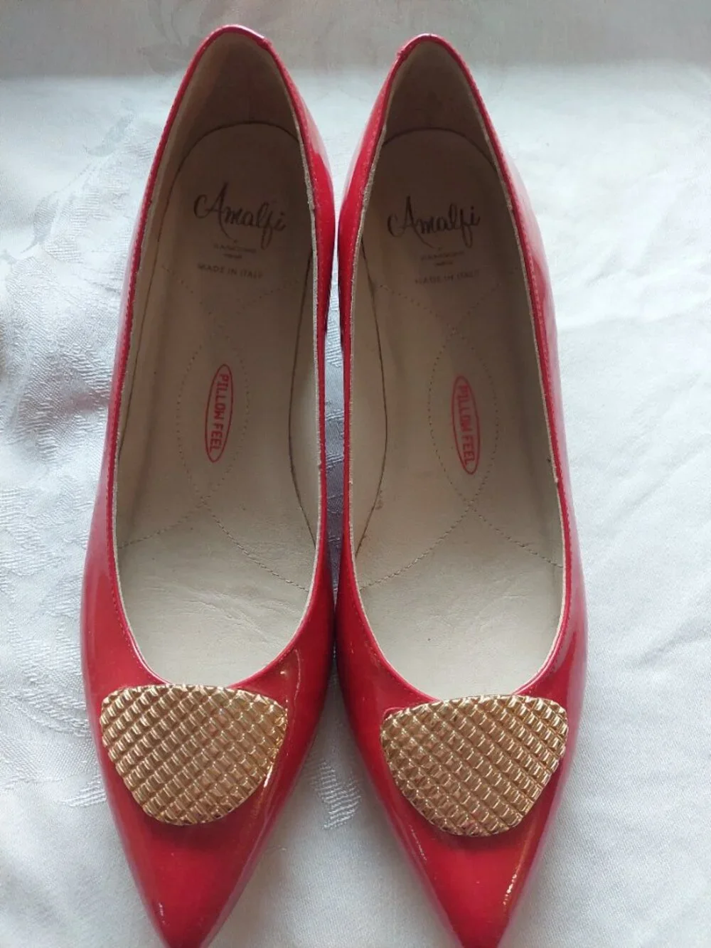 Amalfi By Rangoni Women's 9 PILLOW FEEL red patent leather ballet flats Italy - Picture 3 of 9
